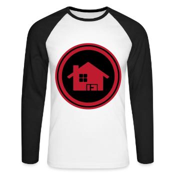 Haus Immobilie - Unisex Baseballshirt langarm - Weiß/Schwarz - Vorne - Nik (191cm)