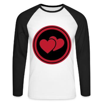Herzen Symbol Liebe Heart - Unisex Baseballshirt langarm - Weiß/Schwarz - Vorne - Nik (191cm)