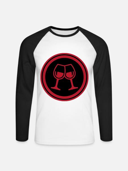 Wine glasses - Unisex Long Sleeve Baseball T-Shirt - white/black