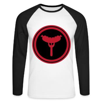 Sausage fork - Unisex Long Sleeve Baseball T-Shirt - white/black - Front - Nik (191cm)