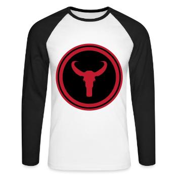 Bulle Skelett - Unisex Baseballshirt langarm - Weiß/Schwarz - Vorne - Nik (191cm)