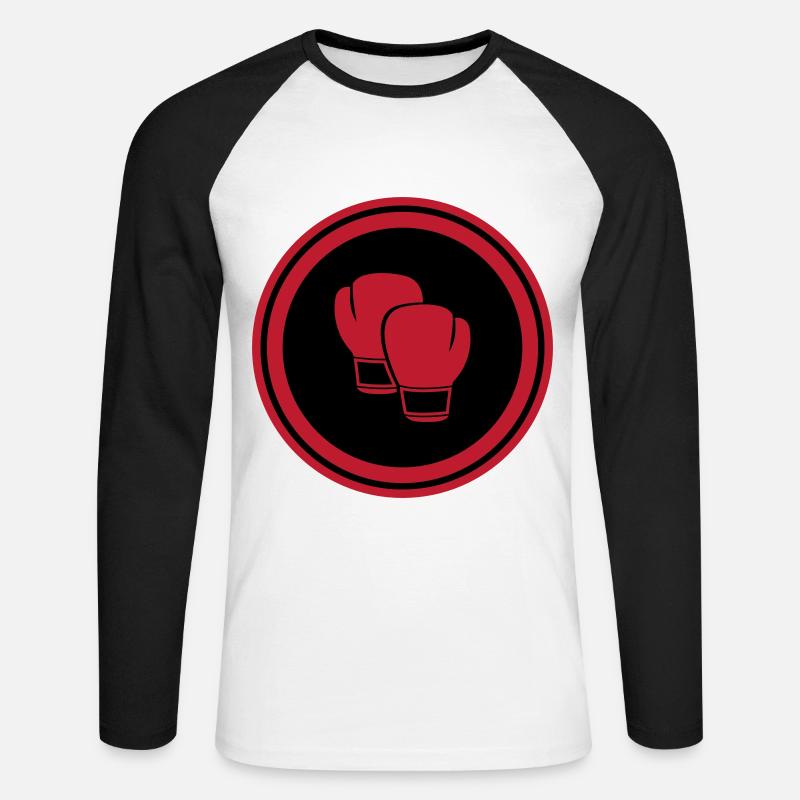 Boxhandschuhe - Unisex Baseballshirt langarm - Weiß/Schwarz