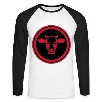 Symbole de la tête de vache - T-shirt baseball manches longues Homme - blanc/noir - Devant - Nik (191cm)
