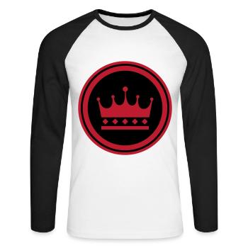 Krone Symbol - Unisex Baseballshirt langarm - Weiß/Schwarz - Vorne - Nik (191cm)