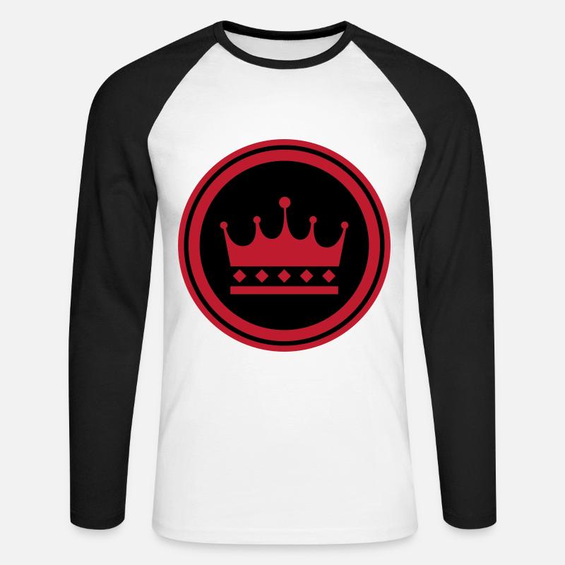 Krone Symbol - Unisex Baseballshirt langarm - Weiß/Schwarz