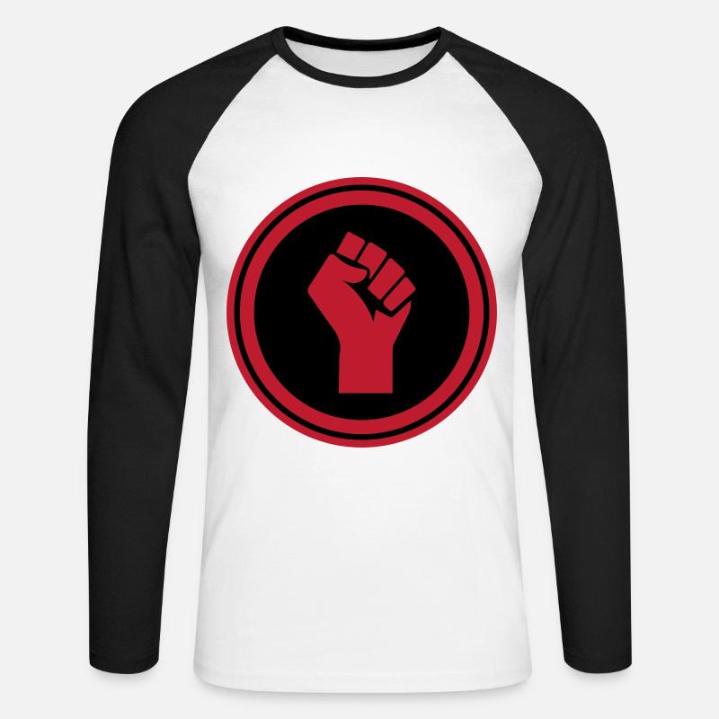Hand Faust - Unisex Baseballshirt langarm - Weiß/Schwarz