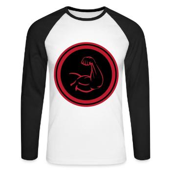 Muscles du bras biceps - T-shirt baseball manches longues Homme - blanc/noir - Devant - Nik (191cm)