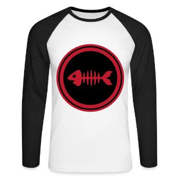 Fish Symbol Bone Bones - Unisex Long Sleeve Baseball T-Shirt - white/black - Front - Nik (191cm)