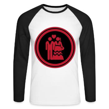 Couple mariage mariage couple - T-shirt baseball manches longues Homme - blanc/noir - Devant - Nik (191cm)