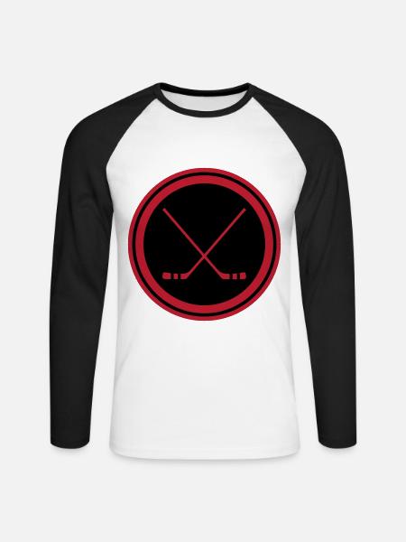 Ice hockey sticks - Unisex Long Sleeve Baseball T-Shirt - white/black