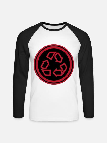Recycling Symbol - Unisex Long Sleeve Baseball T-Shirt - white/black