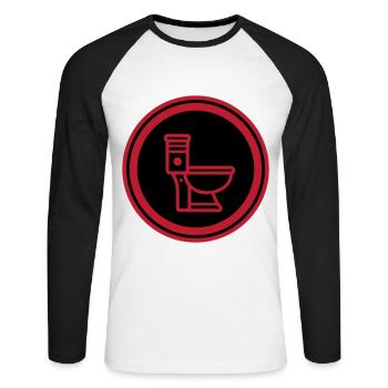 Wc Toilette - Unisex Baseballshirt langarm - Weiß/Schwarz - Vorne - Nik (191cm)