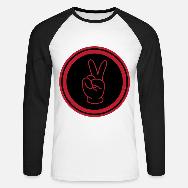 Peace Hand Comic - Unisex Baseballshirt langarm - Weiß/Schwarz