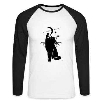 Black Cat in Space - Unisex Long Sleeve Baseball T-Shirt - white/black - Front - Nik (191cm)