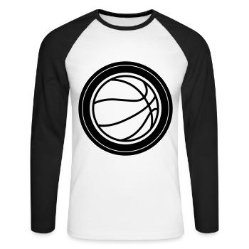 Cercle de basketball - T-shirt baseball manches longues Homme - blanc/noir - Devant - Nik (191cm)