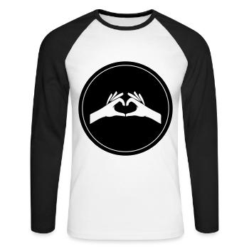 Hands Heart Circle - Unisex Long Sleeve Baseball T-Shirt - white/black - Front - Nik (191cm)