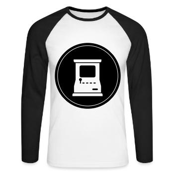 Arcade Retro Gamer Circle - Unisex Long Sleeve Baseball T-Shirt - white/black - Front - Nik (191cm)