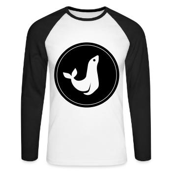 seal animal circle - Unisex Long Sleeve Baseball T-Shirt - white/black - Front - Nik (191cm)