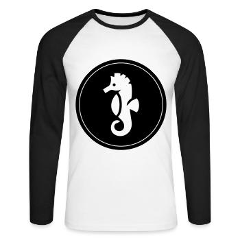 Seahorse animal circle - Unisex Long Sleeve Baseball T-Shirt - white/black - Front - Nik (191cm)
