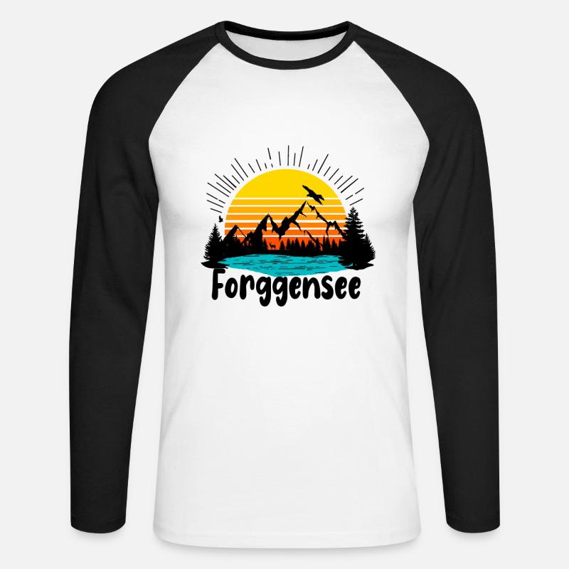 Forggensee - Unisex Baseballshirt langarm - Weiß/Schwarz