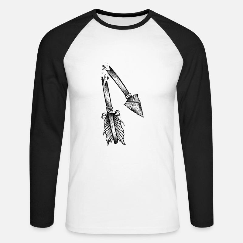 Dotwork gebrochener Pfeil - Unisex Baseballshirt langarm - Weiß/Schwarz