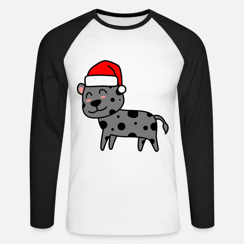 Leopard Comic Weihnachten Xmas - Unisex Baseballshirt langarm - Weiß/Schwarz