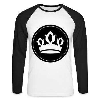 Krone Silhouette - Unisex Baseballshirt langarm - Weiß/Schwarz - Vorne - Nik (191cm)