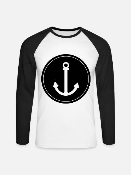 Anchor icon - Unisex Long Sleeve Baseball T-Shirt - white/black