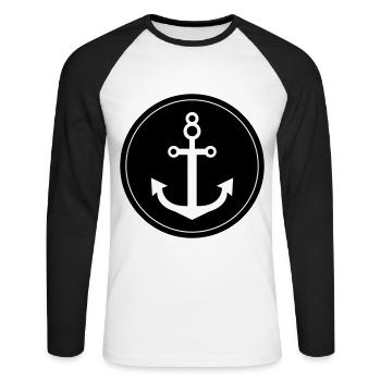 Anker - Unisex Baseballshirt langarm - Weiß/Schwarz - Vorne - Nik (191cm)