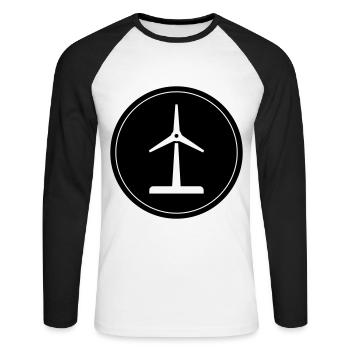 Wind turbine silhouette - Unisex Long Sleeve Baseball T-Shirt - white/black - Front - Nik (191cm)