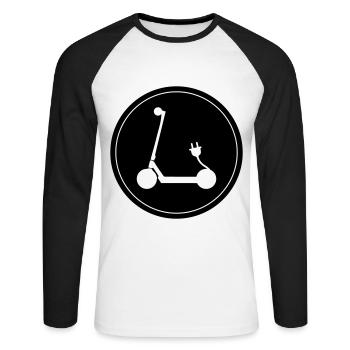 Icône E-scooter - T-shirt baseball manches longues Homme - blanc/noir - Devant - Nik (191cm)
