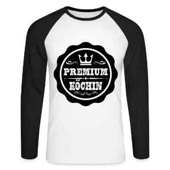 Premium Köchin - Unisex Baseballshirt langarm - Weiß/Schwarz - Vorne - Nik (191cm)