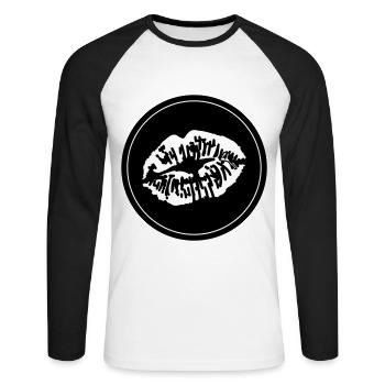 Lèvres Bouche - T-shirt baseball manches longues Homme - blanc/noir - Devant - Nik (191cm)