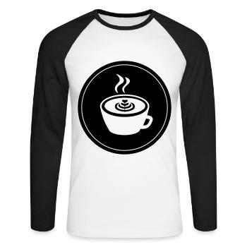 Kaffee Logo - Unisex Baseballshirt langarm - Weiß/Schwarz - Vorne - Nik (191cm)