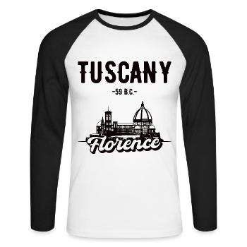 Florence Tuscany Holiday Gift - Unisex Long Sleeve Baseball T-Shirt - white/black - Front - Nik (191cm)