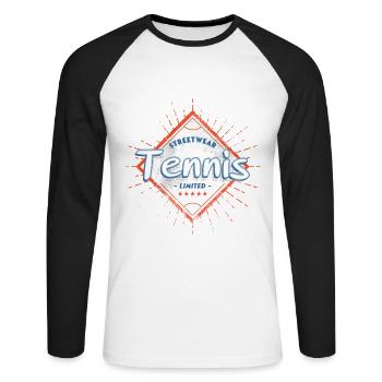 Tennis Vintage Retro Tennis Player Player Sport - Unisex Long Sleeve Baseball T-Shirt - white/black - Front - Nik (191cm)