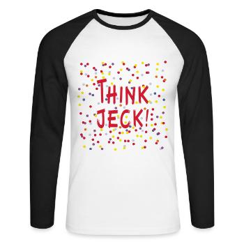 Köln Karneval - Think Jeck! Ein Karnevalskostüm. - Unisex Baseballshirt langarm - Weiß/Schwarz - Vorne - Nik (191cm)