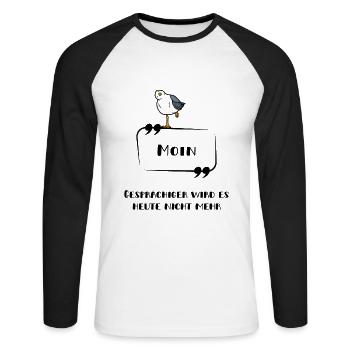 Moin Nicht gesprächig Möwe - Unisex Baseballshirt langarm - Weiß/Schwarz - Vorne - Nik (191cm)