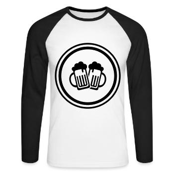 Bierglas Symbol - Unisex Baseballshirt langarm - Weiß/Schwarz - Vorne - Nik (191cm)