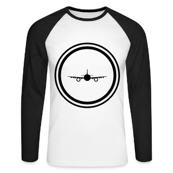 Airplane Symbol - Unisex Long Sleeve Baseball T-Shirt - white/black - Front - Nik (191cm)