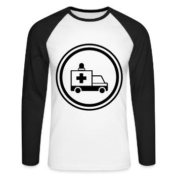 Krankenwagen Ambulance - T-shirt baseball manches longues Homme - blanc/noir - Devant - Nik (191cm)