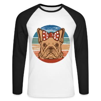 Französische Bulldogge Mädchen Hundekopf Rainbow - Unisex Baseballshirt langarm - Weiß/Schwarz - Vorne - Nik (191cm)