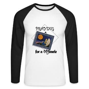 The sadness of an angel on a hill - Unisex Long Sleeve Baseball T-Shirt - white/black - Front - Nik (191cm)