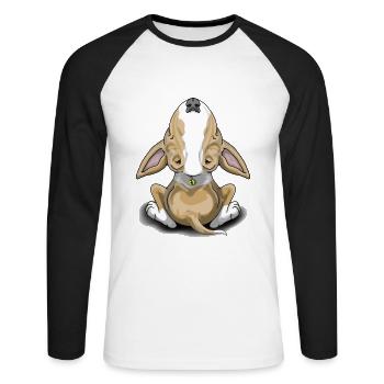 Fawn Wine Glass Bullterrier - Unisex Long Sleeve Baseball T-Shirt - white/black - Front - Nik (191cm)