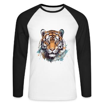 Tiger - Unisex Long Sleeve Baseball T-Shirt - white/black - Front - Nik (191cm)