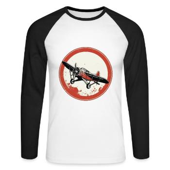 Airplane Retro Propeller - Unisex Long Sleeve Baseball T-Shirt - white/black - Front - Nik (191cm)