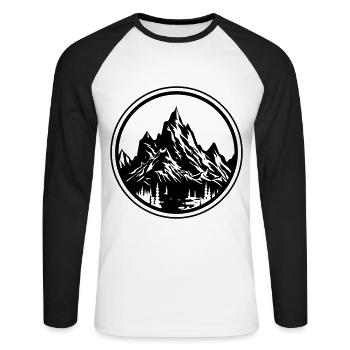 Berge Natur Silhouette Kreis - Unisex Baseballshirt langarm - Weiß/Schwarz - Vorne - Nik (191cm)