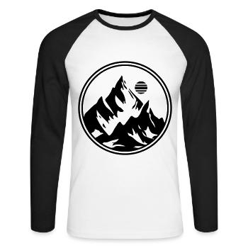 Mountains Symbol Mountains Circle - Unisex Long Sleeve Baseball T-Shirt - white/black - Front - Nik (191cm)