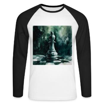 Turquoise Chess Bishop - Unisex Long Sleeve Baseball T-Shirt - white/black - Front - Nik (191cm)