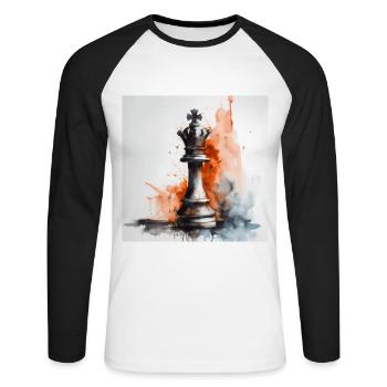 Roi des échecs astucieux - T-shirt baseball manches longues Homme - blanc/noir - Devant - Nik (191cm)